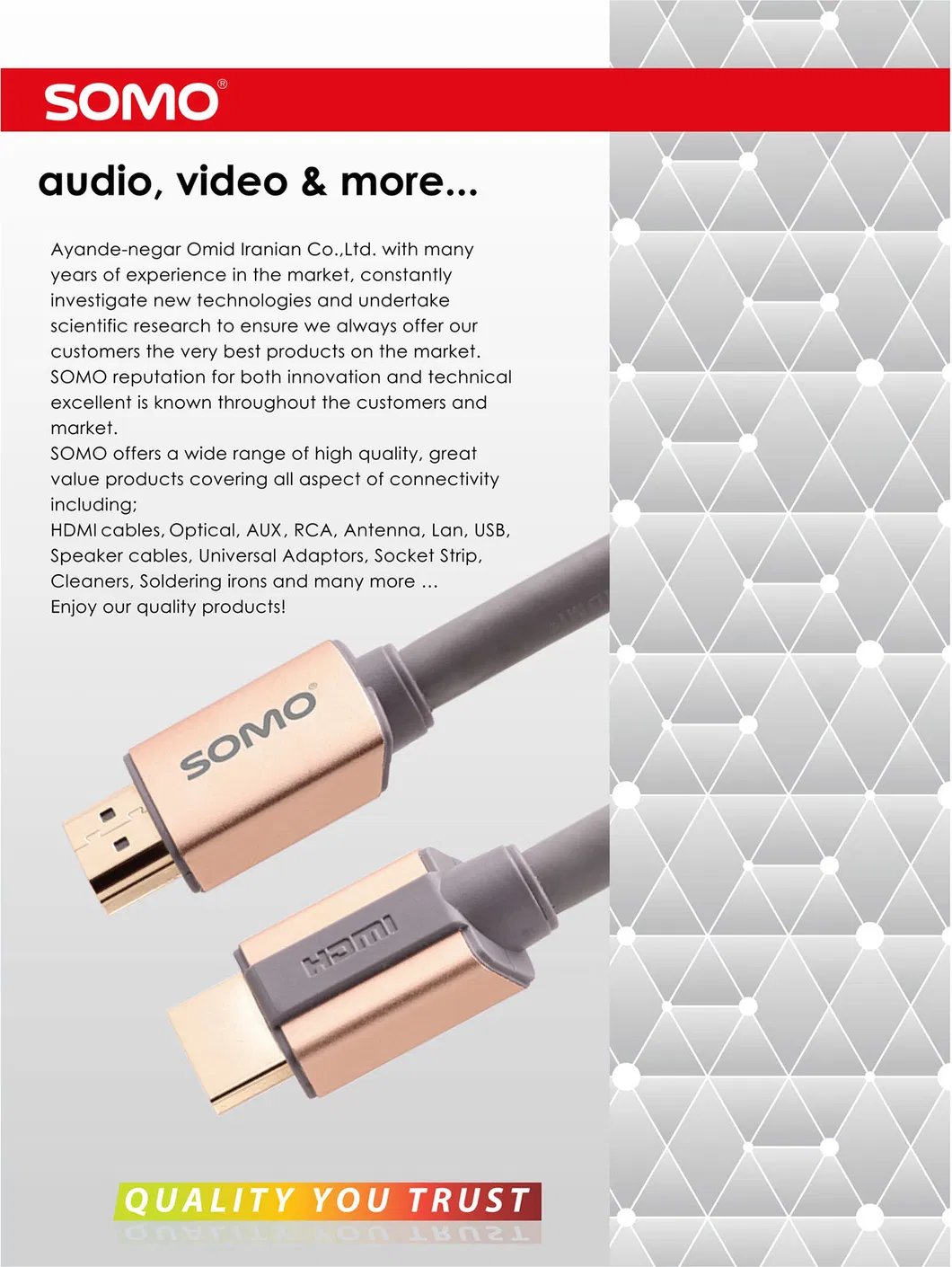 High Quality Audio Video Cable RCA USB Type C HDMI