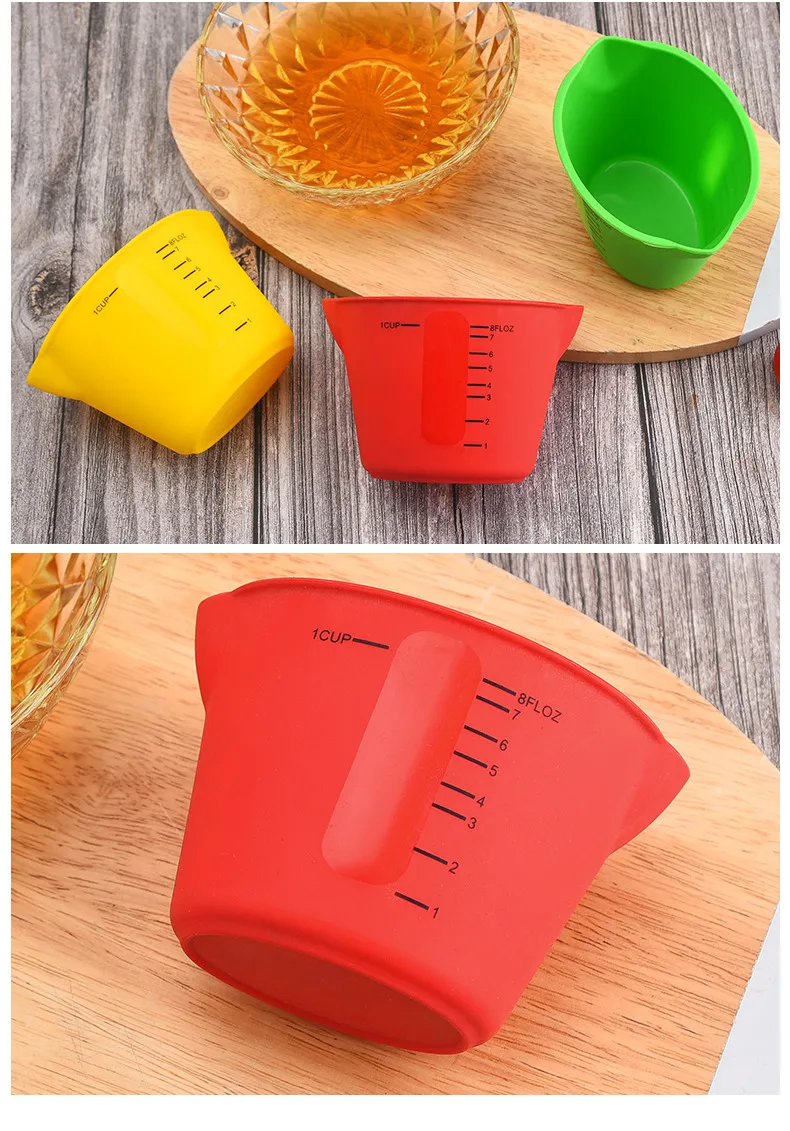 Baking Tool Measure Silicone Cheap Food Grade Measuring Cup Sets 250ml and 500ml