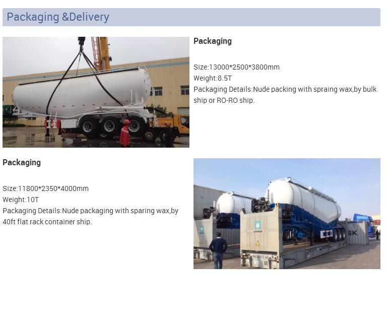 60 Ton 3 Axle Cement Bulker Trailer, Diesel Engine or Electrical Motor