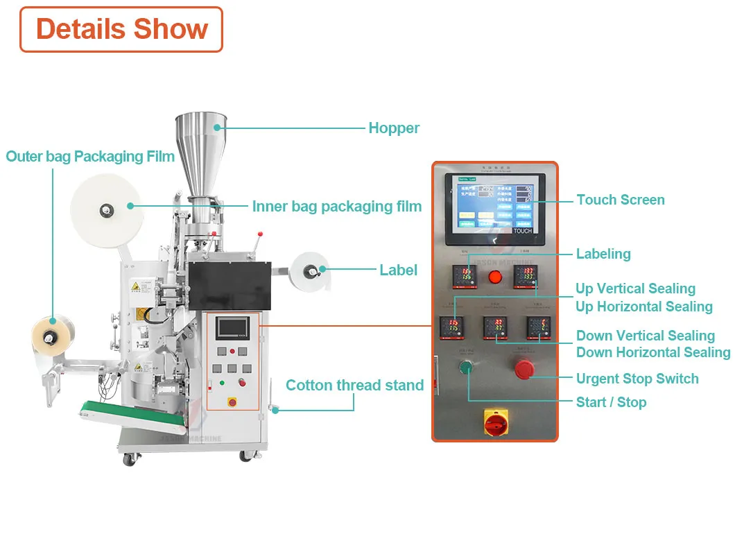 Automatic Tea Latte Coffee Paper Bag Packaging Machinery Auger Powder Granule Food Filling Sealing Vacuum Wrapping Packing Machine
