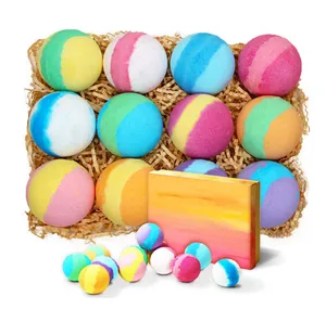 Hot Seller Private Label Natural Coloured Rainbow Bomb Bath Bomb Set Hot Seller Private Label Natural Coloured Rainbow Bomb Bath Bomb Set