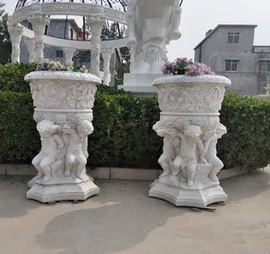 Outdoor Stone Carving Statue Garden Marble Flowerpot Outdoor Stone Carving Statue Garden Marble Flowerpot