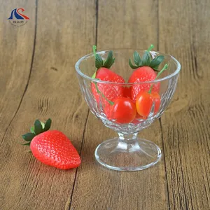 Glass Dessert Mug Ice Cream Cup with Stem Accept Customer Logo Glass Dessert Mug Ice Cream Cup with Stem Accept Customer Logo
