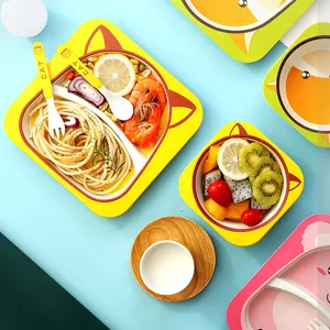 Mann Tableware Set Bamboo Fiber 5PCS/Set Tableware Kids Biodegradable Baby Fork Spoon Plate Bowl Cup Sets Children Dinnerware Sets Mann Tableware Set Bamboo Fiber 5PCS/Set Tableware Kids Biodegradable Baby Fork Spoon Plate Bowl Cup Sets Children Dinnerware Sets