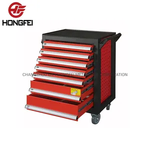 Cylinder Lock Red and Black Tool Cabinet with Tools Cylinder Lock Red and Black Tool Cabinet with Tools