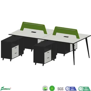 Fumeida 4 Seats Office Staff Desk with Side Rack Fumeida 4 Seats Office Staff Desk with Side Rack