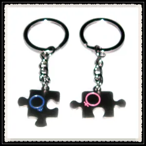 Rhodium Plating Couple Love Enamel Keychain (H-27) Rhodium Plating Couple Love Enamel Keychain (H-27)