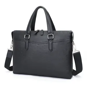 Black Top Grained Leather Laptop Bag for Men Black Top Grained Leather Laptop Bag for Men
