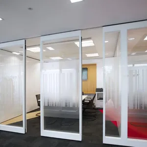 Frosted Glazed Office Decoration Sliding Movable Foldable Glass Room Divider Frosted Glazed Office Decoration Sliding Movable Foldable Glass Room Divider