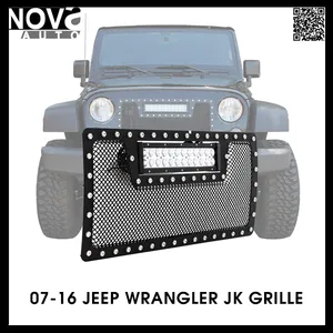 1PC Cutout Evolution Black Stainless Steel Wire Mesh Grille with One LED Light for 07-15 Jeep Wrangler Jk All 1PC Cutout Evolution Black Stainless Steel Wire Mesh Grille with One LED Light for 07-15 Jeep Wrangler Jk All