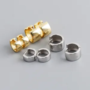 925 Sterling Silver Wide Square Huggie Hoop Earrings for Women Men 925 Sterling Silver Wide Square Huggie Hoop Earrings for Women Men