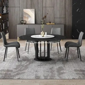Living Room Furniture Modern Steel Foundation Rotating Centre Round Marble Dining Table Living Room Furniture Modern Steel Foundation Rotating Centre Round Marble Dining Table