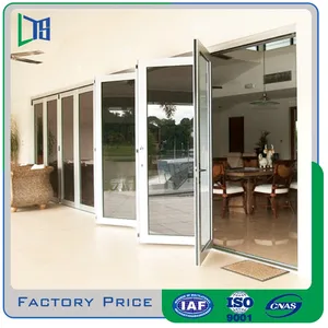High Quality Soundproof Double Aluminium Vertical Folding Home Bi-Fold Door High Quality Soundproof Double Aluminium Vertical Folding Home Bi-Fold Door