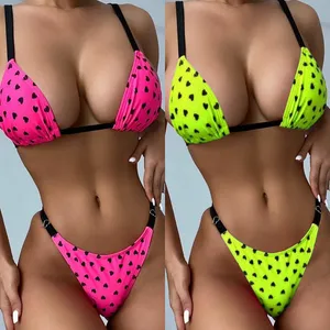 New Love Printed Cross Strap Bikini Ladies Split Bikini New Love Printed Cross Strap Bikini Ladies Split Bikini