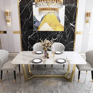 Rectangular Table Sintered Stone Countertop Dining Room Furniture Table Set Rectangular Table Sintered Stone Countertop Dining Room Furniture Table Set
