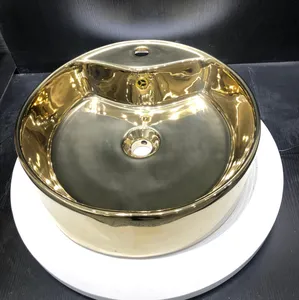 Sanitary Wares Gold Plating Hand Wash Basin Vanity Luxury Bathroom Ceramic Wash Basin Sanitary Wares Gold Plating Hand Wash Basin Vanity Luxury Bathroom Ceramic Wash Basin