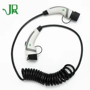 16A Type 1 to Type 2 Mode 3 EV Charger with Spiral Cable 16A Type 1 to Type 2 Mode 3 EV Charger with Spiral Cable