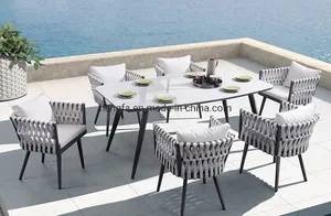 Luxury Modern Villa Garden Furniture Sets Outdoor Steel Frame Dining Table Luxury Modern Villa Garden Furniture Sets Outdoor Steel Frame Dining Table