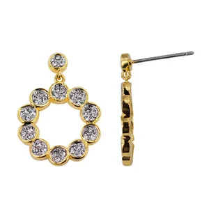 Gold Plating with Crystal of Engagement Earring Hoop (E21490R-C01) Gold Plating with Crystal of Engagement Earring Hoop (E21490R-C01)