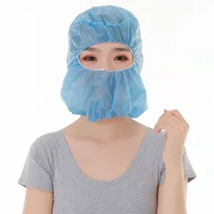 Disposable White/Blue Dustpproof PP Nonwoven Hood Disposable White/Blue Dustpproof PP Nonwoven Hood