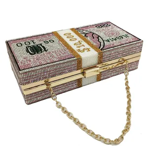 2020 New Full Diamond Small Square Bag USD Dollar Clutch Purse with Diamonds 2020 New Full Diamond Small Square Bag USD Dollar Clutch Purse with Diamonds