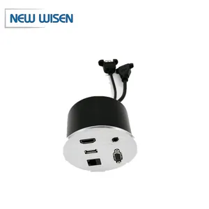 Aluminum Alloy Desktop Media Household Socket Round Table Universal Power Socket with Cover Aluminum Alloy Desktop Media Household Socket Round Table Universal Power Socket with Cover
