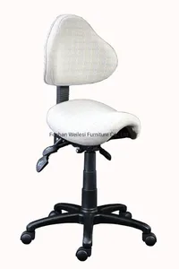 White Color Fabric Nylon Base with Caster Indulstrial Saddle Chair White Color Fabric Nylon Base with Caster Indulstrial Saddle Chair