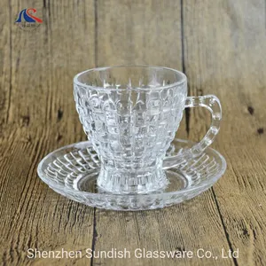 Engrave Cup & Saucer Set Customized Clear Glass Cup with Plate Holder Engrave Cup & Saucer Set Customized Clear Glass Cup with Plate Holder