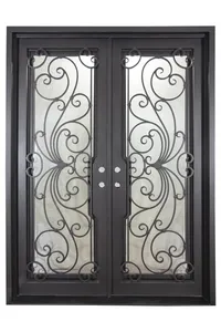 French Style Residential Security Front Entry Door Wrought Iron Double Door Square Door French Style Residential Security Front Entry Door Wrought Iron Double Door Square Door