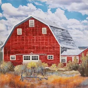 Large Hand-Painted Decorative Idyllic Suburbs Home Using Oil Paintings Large Hand-Painted Decorative Idyllic Suburbs Home Using Oil Paintings