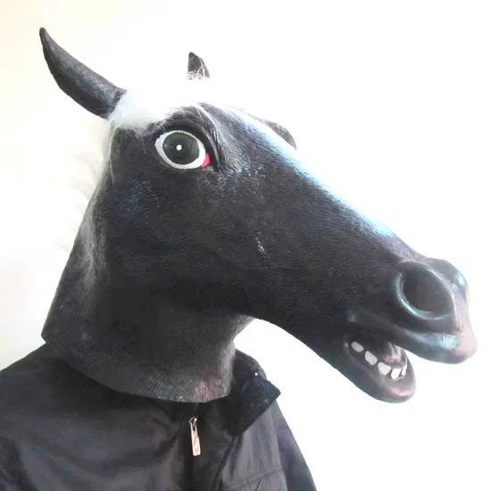 Máscara Cabeça de Cavalo em Látex Preta