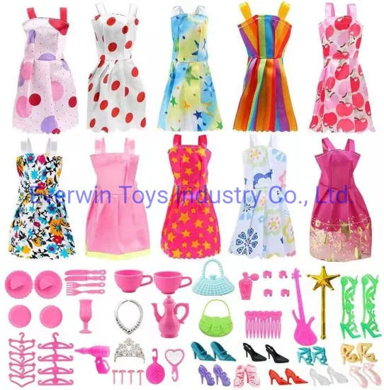 Acessórios da boneca para barbie roupas de boneca misturadas mini vestir-se  conjunto roupas de moda