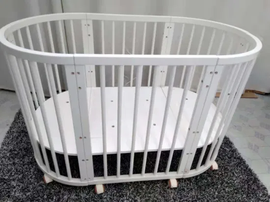 No. 1261 Round Wooden Baby Crib Adjustable Baby Cot