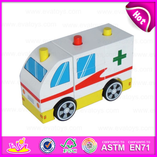 China De 2015 DIY ambulancia de la madera Mini Coche de juguete, la ambulancia alquiler de vehículos de juguete para niños, juguetes de ambulancia Más Diseño para que usted elija W04A122 –