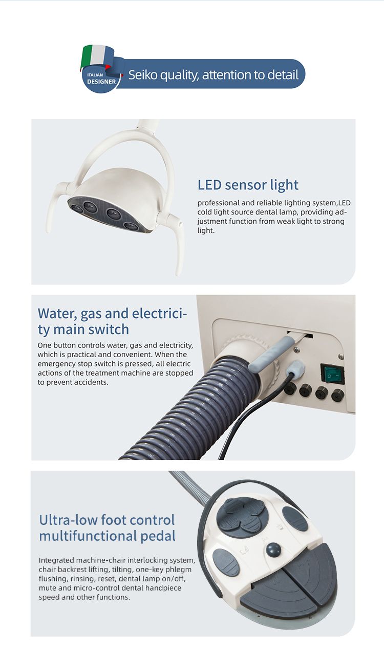 Three Fold Type Dental Chair with LED Sensor Light