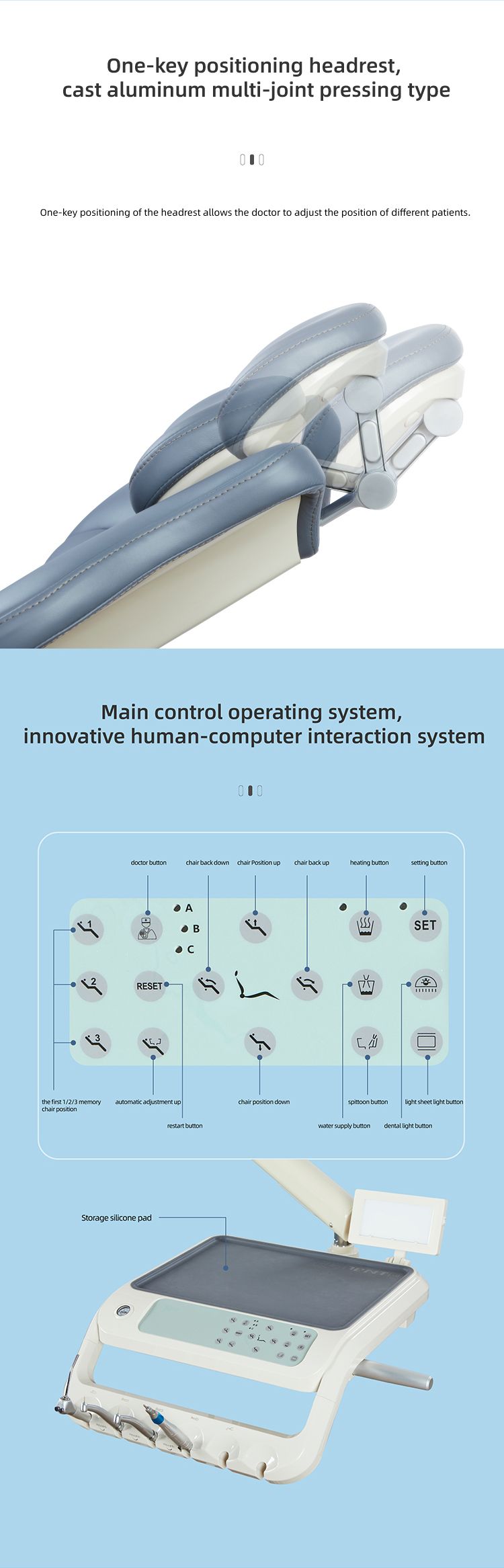 Dental Chair Light with Arm with Double Armrests