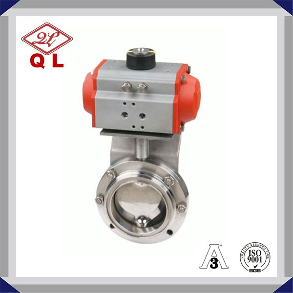 Sanitary Clamped Butterfly Valve with Horizontally Pneumatic Actuator pictures & photos