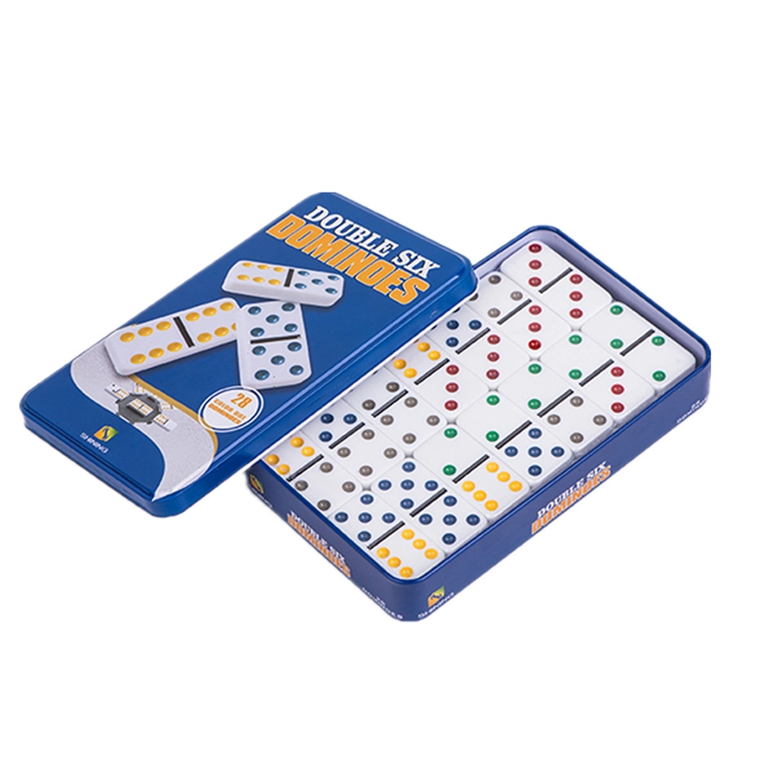 Jogo de Dominó Colorido com 55 Peças e Estojo de Metal Double 9 Color Dot –  Bilharmais®