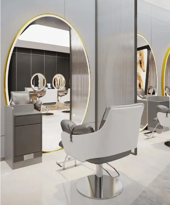 Barbershop Oval Hairalser Mirror Hairser salon rambut Single dan Double Side Kaca Spion lantai-ke-langit - Cina Cermin, Spion salon